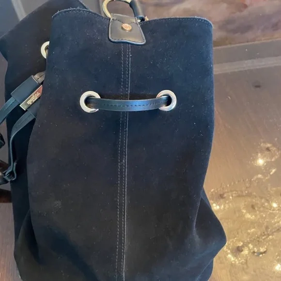 Spartina Suede Black Bucket Bag Purse - Picture 2 of 2